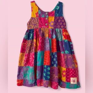 Vintage 90s Gadzooks Colorful Boho Patchwork Dress Size Toddler/Kids 6 (Rare!)